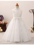  Lace Bodice Long Tulle Corset Flower Girl Dress 