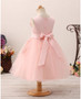 Tulle Pink Short Lace  Flower Girl Dress For Crystal Beading