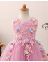 Cute Applique  Lilac Floral Flower Girl Dress 