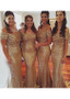 Shop Sparkle Sequin Lace Off-the-shoulder Gold Floor-length Mermaid Bridesmaid Dress under 100