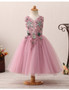 Purple Fairytale Applique Floral Flower Girl Dress