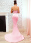 Shop Cheap Stretch Satin Sweetheart Pink Backless Mermaid Bridesmaid Dresses With Belt under 100