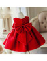 Big Bow Red Satin Elegant Flower Girl Dress