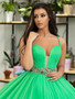 Shop Cheap Green Arabic Dubai Ball Gown Spaghetti Straps Beading Plus Size Prom Evening Dress under 300