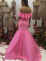 Shop Sexy Off Shoulder Sweetheart Tiered Pink Plus Size Mermaid Prom Dress under 200
