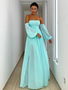 Shop Sexy Arabic Mint Long Sleeves Chiffon Strapless Formal Evening Dress With Slit under 100