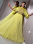 Shop Luxury Sequined Beading Yellow Tulle Arabic Dubai Long Evening Dress With Sleeves For 2020 Prom