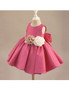 Fuchsia Satin Classic Flowers And Bow Flower Girl Dress