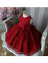 Burgundy Lace  Girls Pageant Gown Princess Flower Girl Dress