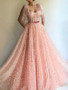 Shop Luxury Sparkly Sequined Tulle Pink Spaghetti Strap A Line Prom Evening Dresses under 100