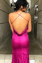 Shop Cheap China 2020 Sexy Hater Satin Criss Cross Cowl Back Mermaid Fuchsia Prom Dress under 100 from Annakoo