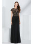 Cap Sleeve Black Long Lace Mother Of Bride Dress