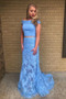 Shop 2020 Annakoo Beautiful Off Shoulder Lace Sky Blue Two Piece Mermaid Prom Dress under 200
 