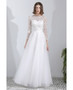 Shop Beach A Line Leaf Lace Long 3/4 Sleeves Tulle Wedding Dress  from ANNAKOO