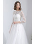 Shop Beach A Line Leaf Lace Long 3/4 Sleeves Tulle Wedding Dress  from ANNAKOO