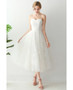 Shop Lace Up 2020 Beautiful Spaghetti Straps Star Lace Tea Length Wedding Dress from ANNAKOO