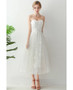 Shop Lace Up 2020 Beautiful Spaghetti Straps Star Lace Tea Length Wedding Dress from ANNAKOO