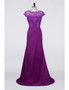 Purple Petite Cap Sleeves Mermaid Mother Of The Bride Dresses