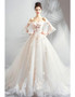 Shop Beautiful Off The Shoulder White Champagne Ball Gown Fairy Style Floral Wedding Dress under 100