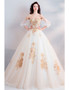 Shop Cheap Free Shipping Classic Gold With White Ball Gown Off Shoulder Princess Wedding Dress  from ANNAKOO