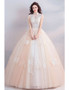 Shop Beautiful Unique High Collar Princess Lace Champagne Ball Gown Wedding Dress from ANNAKOO