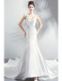 Shop Beautiful Sexy Appiques Pearl White Satin Long TrainTight Mermaid Wedding Dress from ANNAKOO