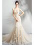 Shop Beautiful 2020 Fairy Light Strapless Tulle Appliques Champagne Mermaid Wedding Dress From ANNAKOO