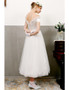 Shop Vintage Vintage Satin Off The ShoulderAnd Tulle Tea Length Wedding Dress from ANNAKOO under 100
