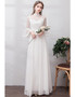 Shop Beautiful  Vintage Polka Dot Vintage Bell SleevesHigh Neck Retro Wedding Dress under 100