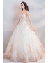 Shop Gold Dreamy Floral Strapless Embroidery Beige Ball Gown Wedding Dress from ANNAKOO