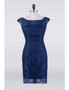 Knee Length Navy Lace Mother Of The Bride Dress