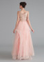 Shop Beautiful 2020 Tulle V-neck Rhinestones & Lace Appliques Pink A-line Prom Dress from ANNAKOO