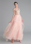 Shop Beautiful 2020 Tulle V-neck Rhinestones & Lace Appliques Pink A-line Prom Dress from ANNAKOO