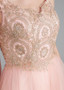 Shop Beautiful 2020 Tulle V-neck Rhinestones & Lace Appliques Pink A-line Prom Dress from ANNAKOO
