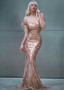 Shop 2020 Beautiful Gold Sequin Lace Off-the-shoulder Sheath/Column Evening Dresses form ANNAKOO