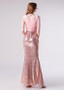 Shop Beautiful Flocking & Sequin Lace V-neck Pink Floor-length Mermaid Prom Dress under 100