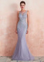 Shop Sheer Back Tulle Jewel Lavender Mermaid Formal / Evening Dress With Beadings under 300