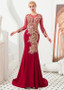 Shop 2020 Luxury Long Sleeves Red Hot Drill Lace Appliques Fishtail Mermaid Formal Dress from ANNAKOO