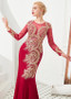 Shop 2020 Luxury Long Sleeves Red Hot Drill Lace Appliques Fishtail Mermaid Formal Dress from ANNAKOO