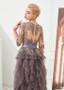 Shop Beautiful Tulle Half Sleeves A-line Lace Appliques Jewel Gray Evening Dress under 100