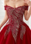 Shop Beautiful 2020 Red Tulle Appliques Off the Shoulder Ball Gown Evening Dresses under 100