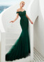 Shop Beautiful 2020 Tulle Lace Appliques Mermaid Off the Shoulder Green Evening Formal Dress under 100