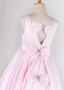 Shop Beautiful High Low Satin Jewel Pink A-line Flower Girl Dress With Bowknots from ANNAKOO