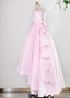 Shop Beautiful High Low Satin Jewel Pink A-line Flower Girl Dress With Bowknots from ANNAKOO