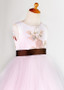Shop Beautiful Pink Tulle & Satin Jewel Lace Appliques A-line Flower Girl Dress from ANNAKOO