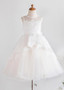 Shop Beautiful Tulle & Satin Jewel White A-line Tea-length Flower Girl Dress from ANNAKOO
