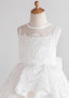 Shop Beautiful Tulle & Satin Jewel White A-line Tea-length Flower Girl Dress from ANNAKOO