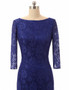 Royal Blue Lace Long Sleeve Evening Mother Of The Bride Dress