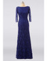 Royal Blue Lace Long Sleeve Evening Mother Of The Bride Dress