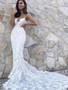 Shop Cheap Long White Appliques Long V Neck Mermaid Wedding Dresses with Train under 100